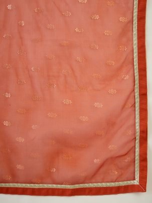 Rust Orange Colour Embroidered Beats  Work Ready Made Suit