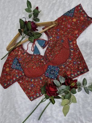 Sabyasachi Inspired Red Readymade Blouse