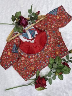 Sabyasachi Inspired Red Readymade Blouse