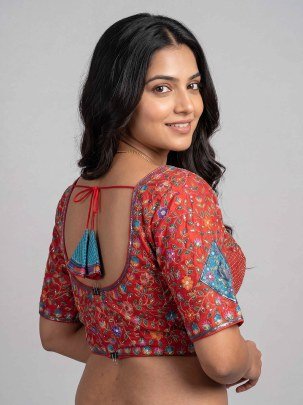 Sabyasachi Inspired Red Readymade Blouse