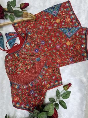 Sabyasachi Inspired Red Readymade Blouse