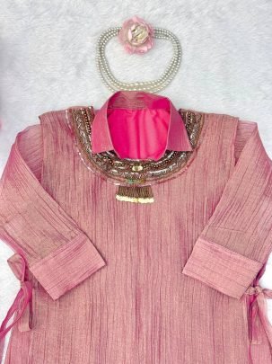 Salsa Crushed Fabric Pink Colour Co Ord Set