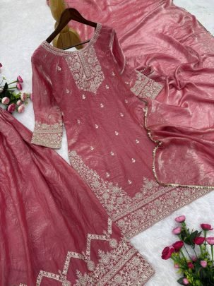 Sequence Coding Work Pink Colour Palazzo Suit