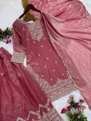 Sequence Coding Work Pink Colour Palazzo Suit
