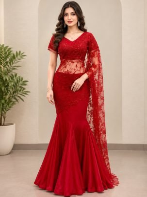 Sequence Embroidered Worked Ready To Wear Saree 