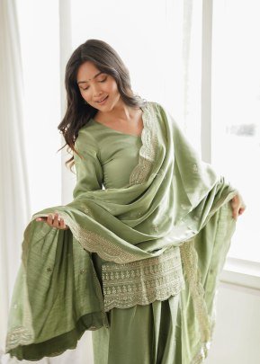 Sequence Jari Work Pista Colour  Farshi Salwar Suit