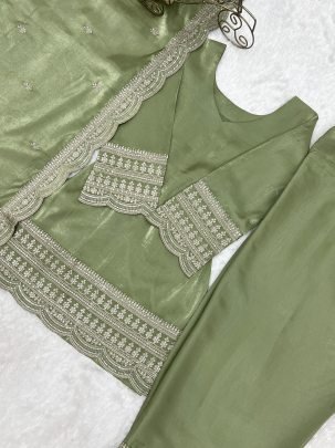 Sequence Jari Work Pista Colour  Farshi Salwar Suit