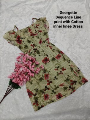 Sequence Line Print One Pices Dress