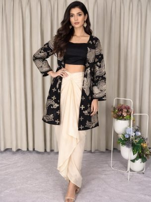 Sequence Work  Black Colour  Indo Western Dress