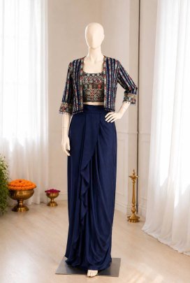 Sequence Work Blue Colour Indo Western