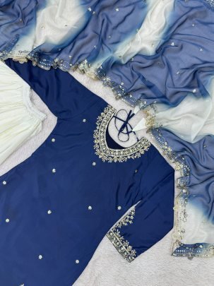 Sequence Work Blue Colour Palazzo Suit