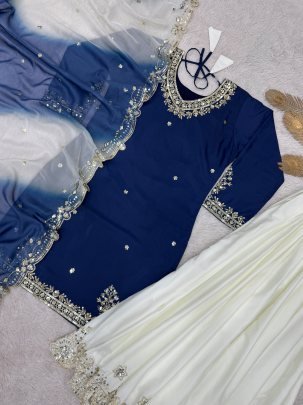 Sequence Work Blue Colour Palazzo Suit