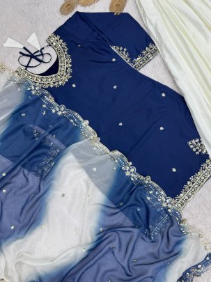 Sequence Work Blue Colour Palazzo Suit