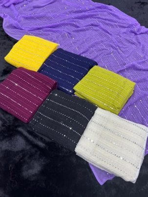 Sequence Work Blue Colour Saree