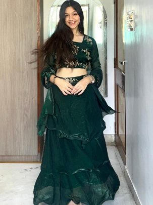 Sequence  Work  Dark Green  Colour  Lehenga Choli