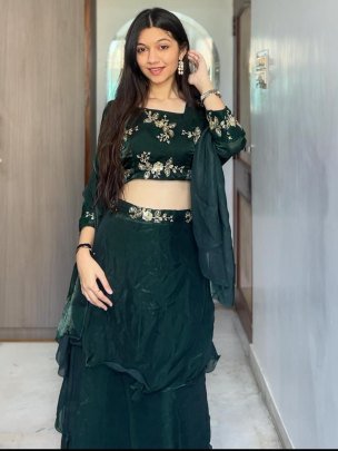 Sequence  Work  Dark Green  Colour  Lehenga Choli