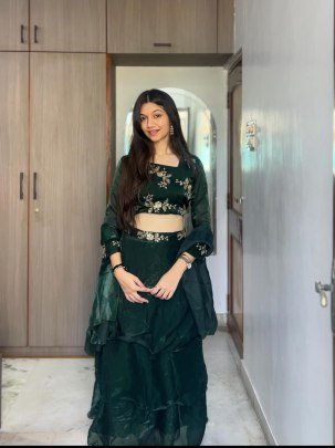 Sequence  Work  Dark Green  Colour  Lehenga Choli
