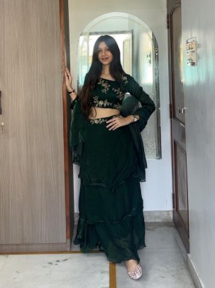 Sequence  Work  Dark Green  Colour  Lehenga Choli