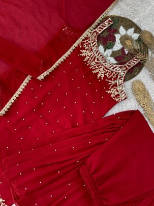 Sequence Work Maroon Colour Gharara Suit