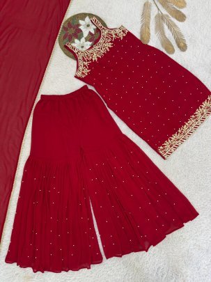 Sequence Work Maroon Colour Gharara Suit