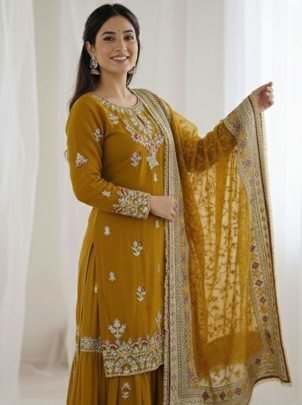 Sequence Work  Mustard  Colour  Sharara  Suit