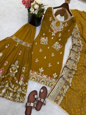Sequence Work  Mustard  Colour  Sharara  Suit