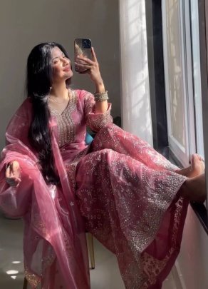 Sequence  Work Pink  Colour Palazzo Suit