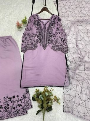 Sequence Work Purple Colour Palazzo Suit