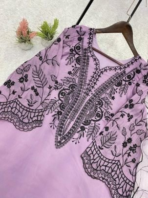 Sequence Work Purple Colour Palazzo Suit