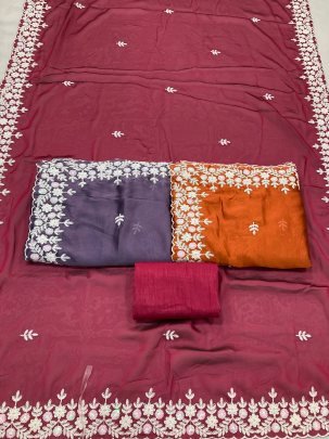 Sequence Work Royal Purple Silk Saree For Party