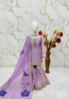 Sequence Work With Full Sleeve Kids Sharara Suit