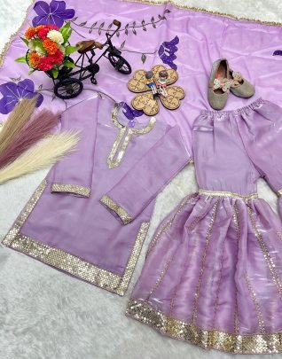 Sequence Work With Full Sleeve Kids Sharara Suit