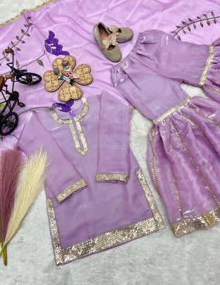 Sequence Work With Full Sleeve Kids Sharara Suit