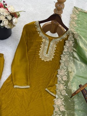 Sequence Work Yellow  Colour Gharara Suit
