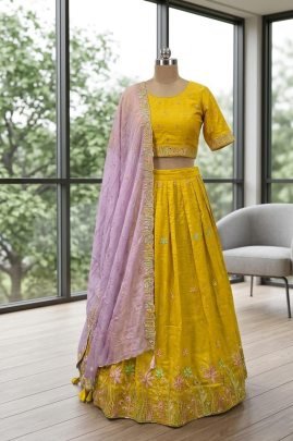 Sequence Work Yellow Colour Lehenga