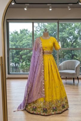 Sequence Work Yellow Colour Lehenga