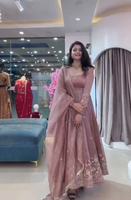 Sequins Work Onion Pink Colour Anarkali Suit