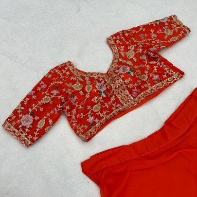 Sequins Work Orange Colour Lehenga Choli