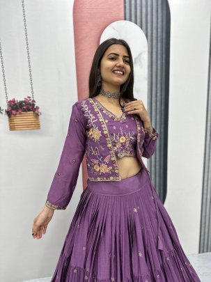 Shimmering Elegance Purple Lehenga Choli