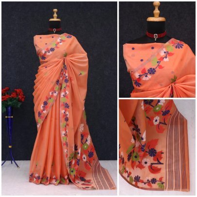 Shimmering Orange Grace Saree