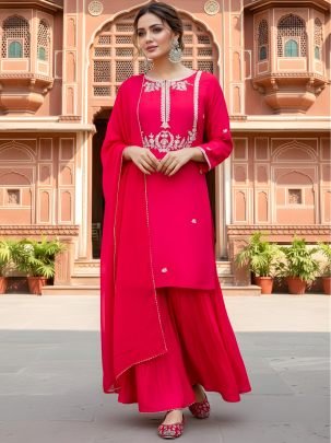 Silk Fabric Red  Colour Ready Made Suit
