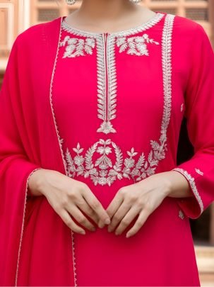 Silk Fabric Red  Colour Ready Made Suit