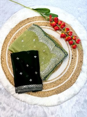 Sitara  Fabric Fancy Pista Colour Saree