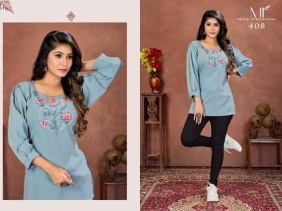 Sky Blue Abstract Print Kurti