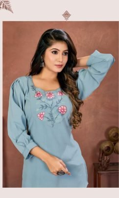 Sky Blue Abstract Print Kurti