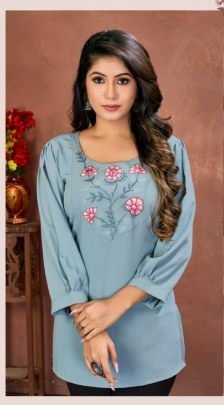 Sky Blue Abstract Print Kurti
