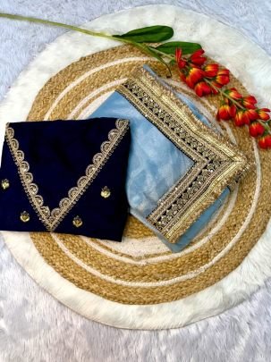 Sky Blue Colour Sequins Work Saree