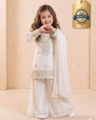 Snow Princess Kids Premium Embroidered Palazzo Suit Set