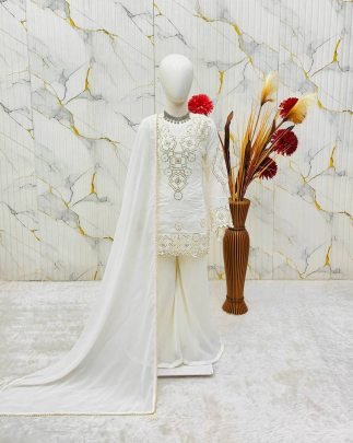 Snow Princess Kids Premium Embroidered Palazzo Suit Set