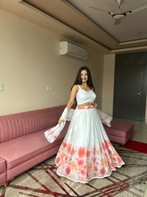 Soft Georgette Fabric Sequin Work Lehenga Choli